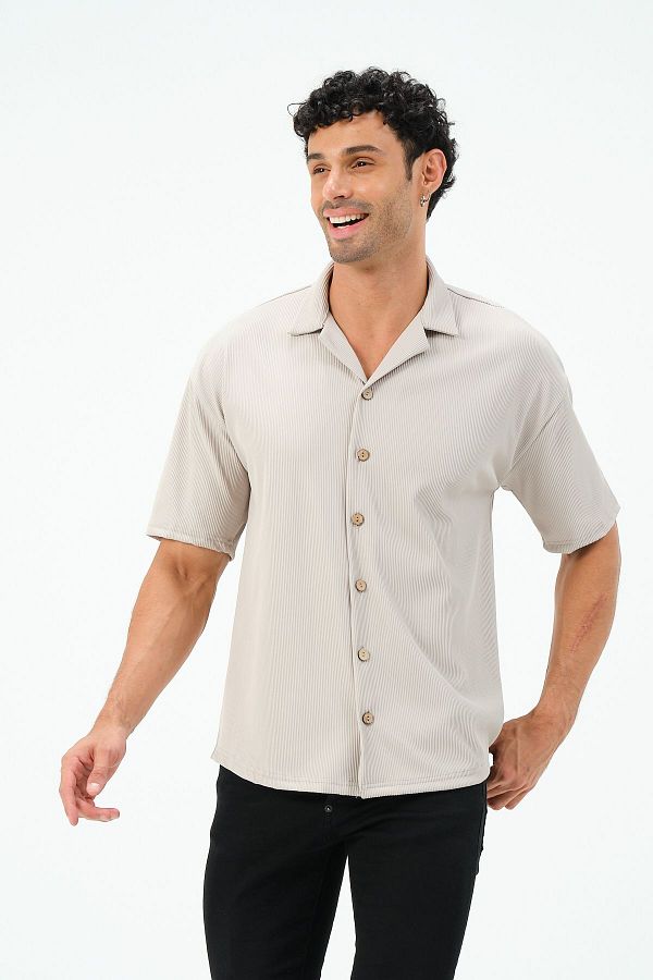 an collection Short Sleeve Corduroy Shirt Trendyol