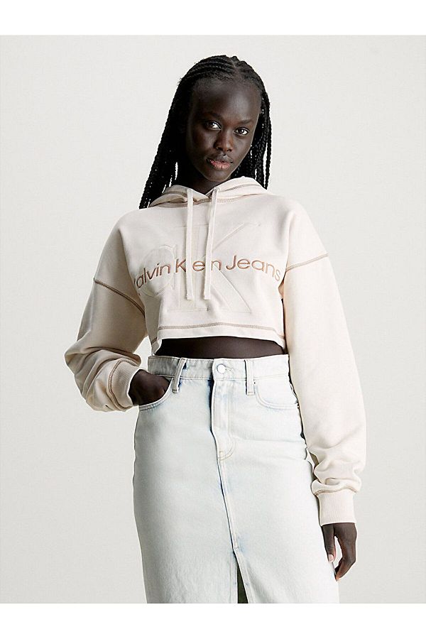 Calvin Klein Women s Cotton Logo Regular Fit Hooded Beige Sweatshirt J20j222540 pt2 Trendyol