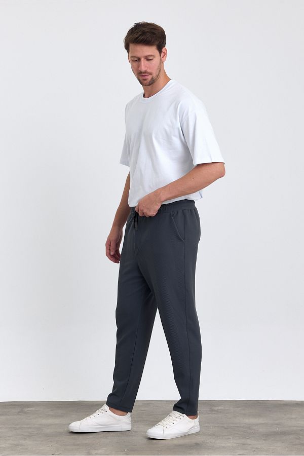 COMB NE M CHA L SMOKED Men s Jogger Pants Patterned Cotton Back Pocket and Elastic Waist Trendyol