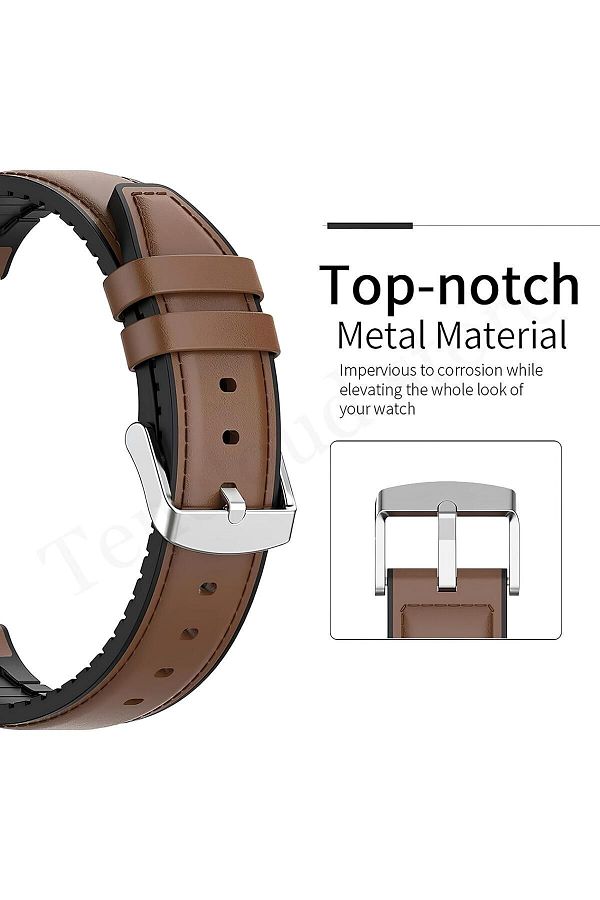 onlinekordon Brown Genuine Leather 22mm Fossil FS4533 Silicone Coated Watch Band Strap 46mm Trendyol