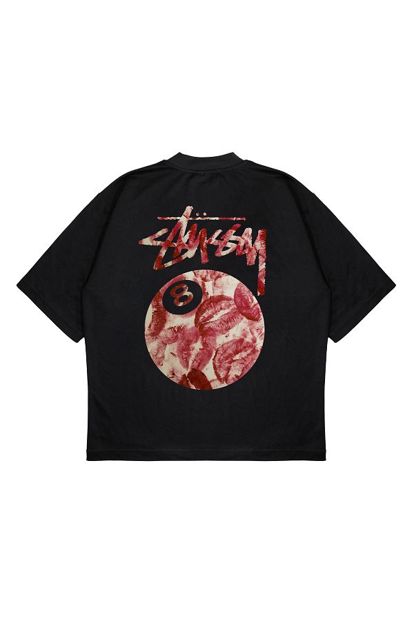 PURE EFFECT STUSSY 8 PINK KISS Oversize Unisex Thick Fabric Cotton T shirt Trendyol