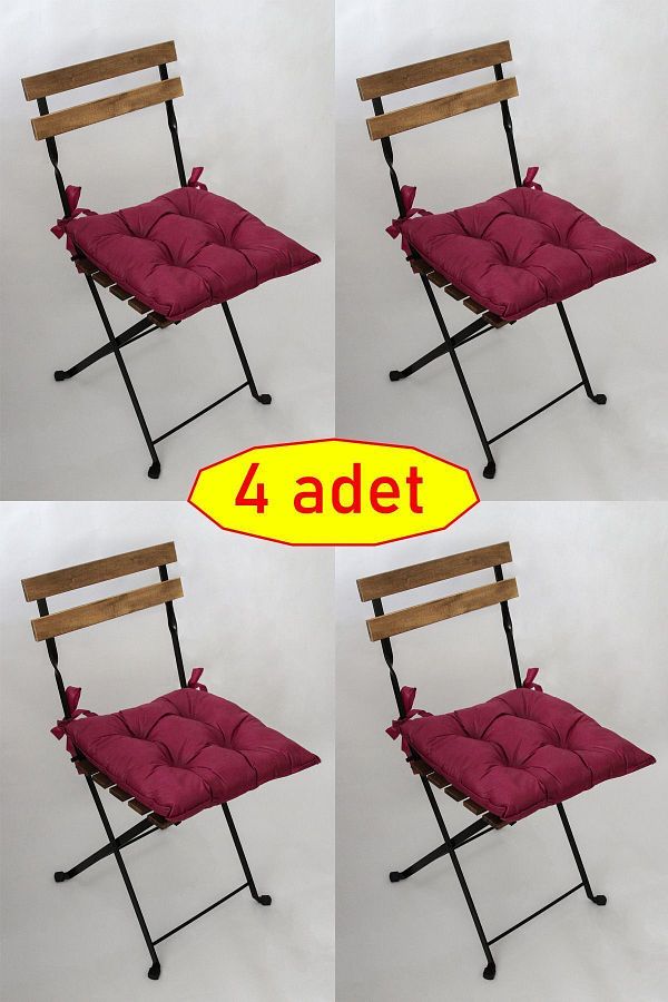 ADARYA HOME 4 Pieces Claret Red Fluffy Chair Cushion Lace up 40x40 Trendyol