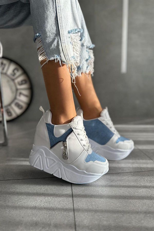 Blue wedge sneaker top