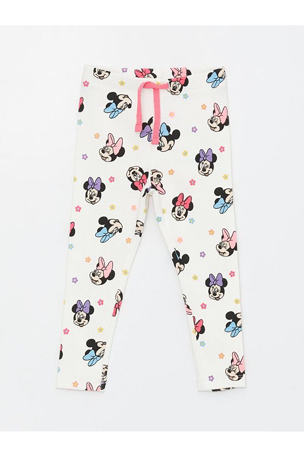 LC Waikiki Minnie Mouse Printed Baby Girl Elastic Waist Tights Trendyol