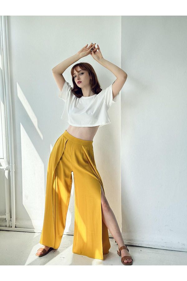 Wide leg trousers mustard new arrivals