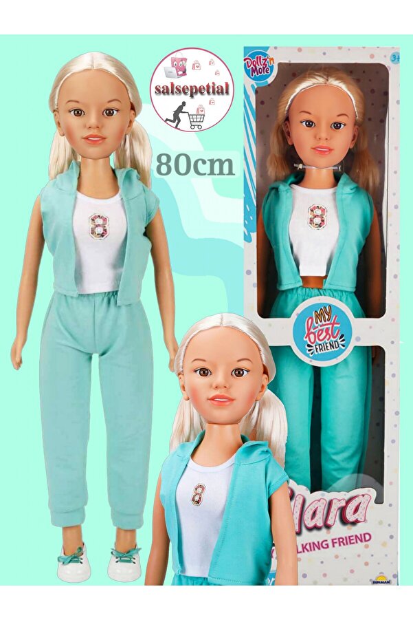 Salsepetial Büyük Boy Et Bebek 80cm Yürüyüş Arkadaşım Clara Sporty 80 cm Yeşil Eşofman Takımlı