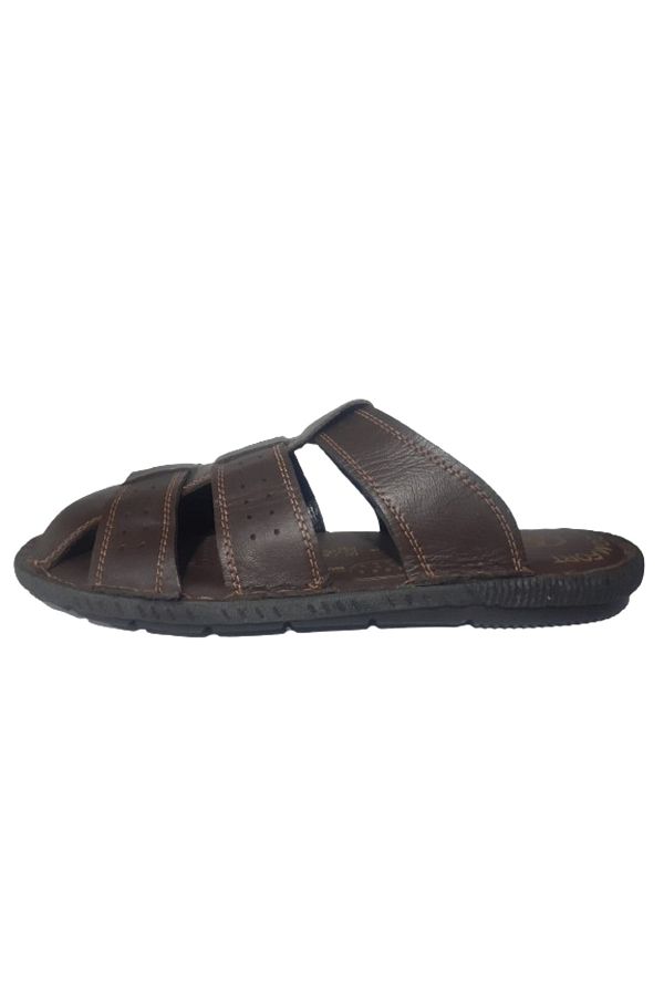 Hınıs-Men's Orthopedic Sole Closed Soft Leather Slippers - Brown hnıss659-00 1