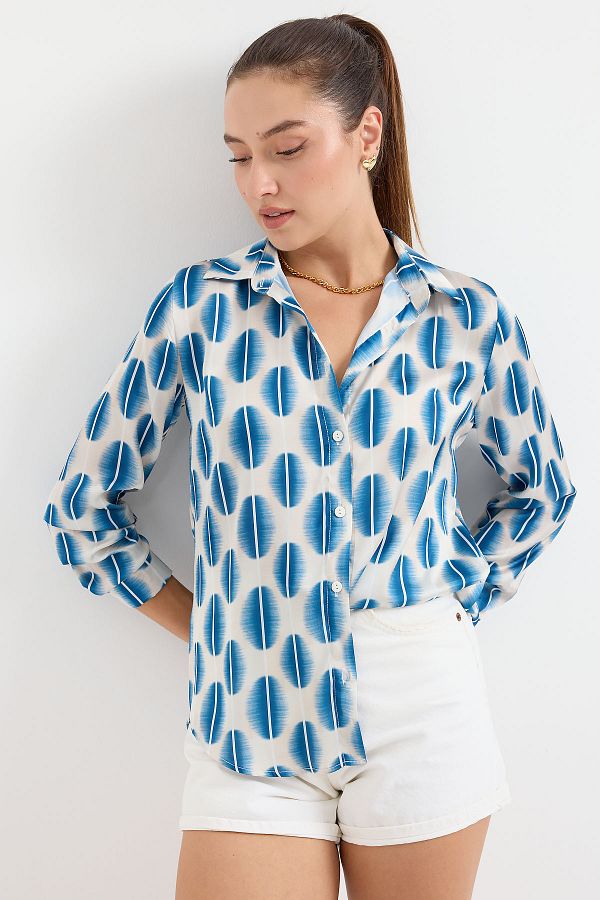 Bigdart-3964 Modell Leichtes Satinhemd - B.Blue 1