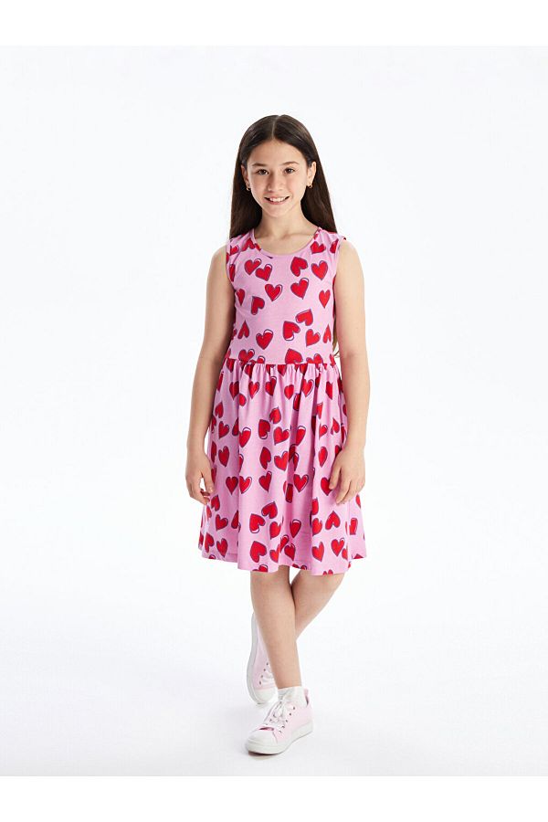 LC Waikiki Girl Crew Neck Printed Dress Trendyol