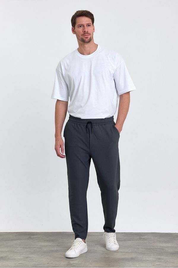 COMB NE M CHA L SMOKED Men s Jogger Pants Patterned Cotton Back Pocket and Elastic Waist Trendyol
