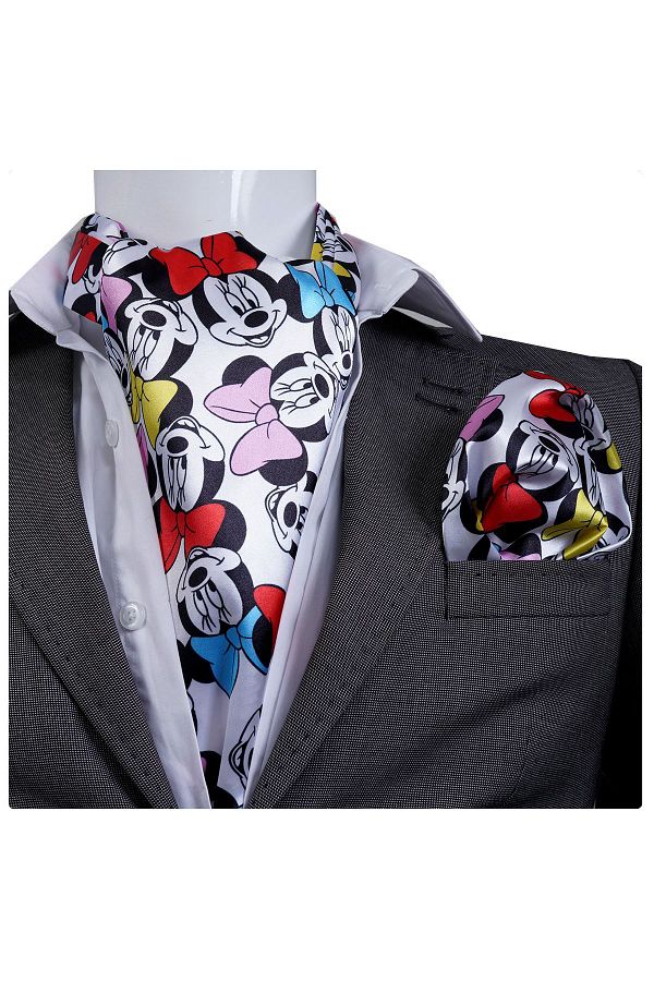 Exve Exclusive-Scarf Handkerchief Set with Colorful Mouse Print on White 1
