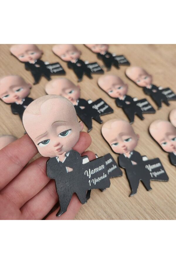 fırsatlar diyarı Doğum Günü Magnet - 1 Yaş - 2 Yaş Magnet Çantalı Patron Bebek Hediyelik Ahşap Magnet - 25 Adet