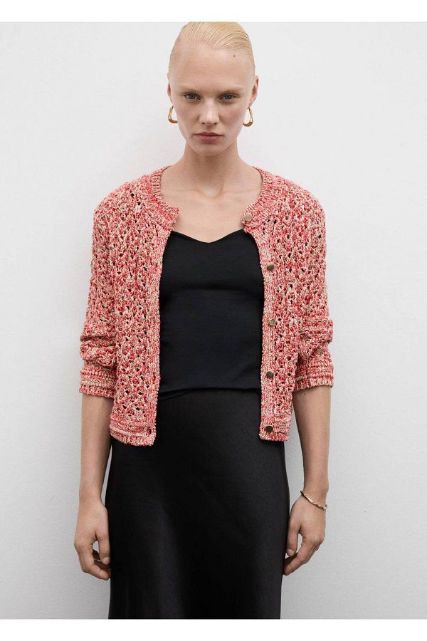 MANGO Woman-Lureks Openwork Knit Cardigan 1
