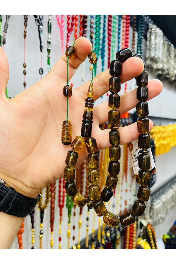 Natural amber prayer beads on sale