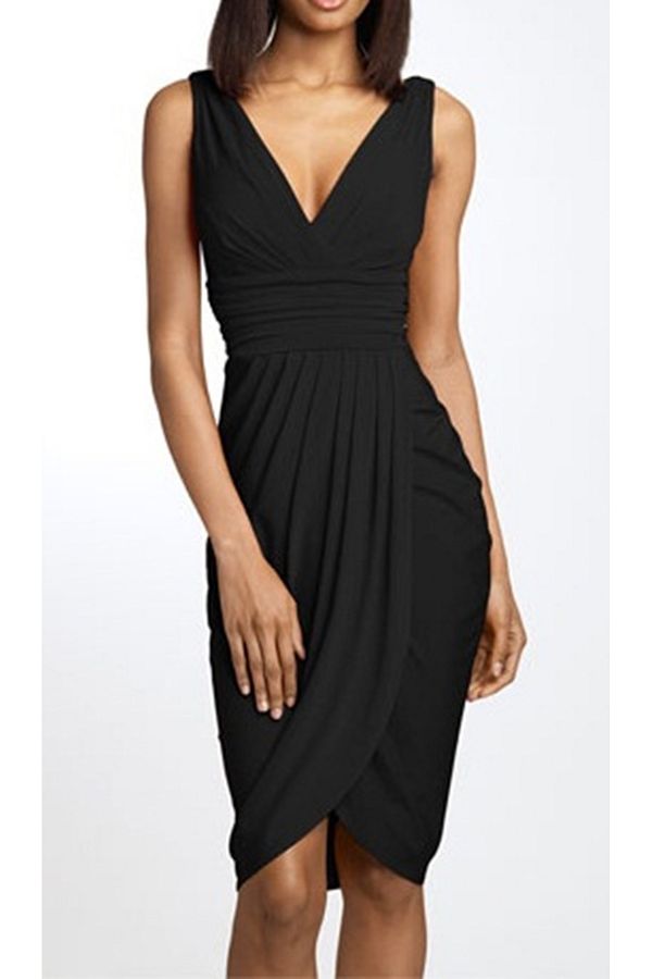 Serap Koc Black Envelope Cut Double Breasted Collar Dress
