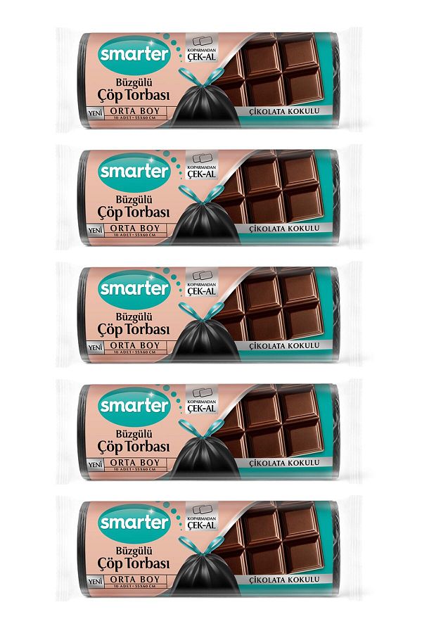 SMARTER-5 Pieces of Medium Drawstring Chocolate Garbage Bags (Dump Bag) 1