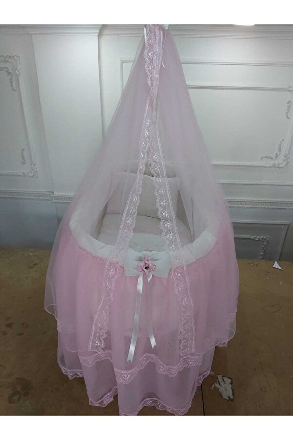 babyen1 Sepet Beşik Pembe Etekli Uyku Seti (beşik Dahil Değildir)