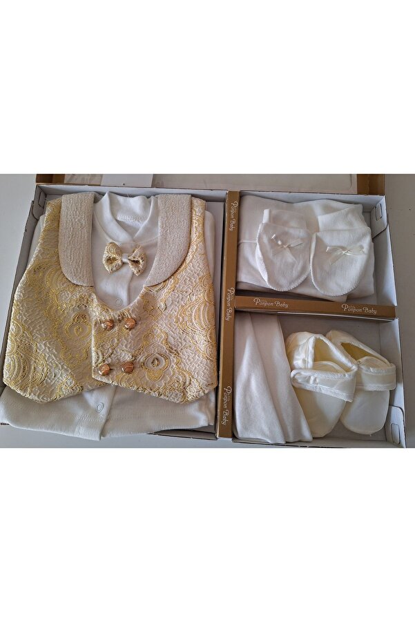 Petite Ponpon Baby Erkek Bebek Mevlüt Takımı Hastane Çıkışı Sünnetlik, Bayramlık Bebek Doğum Hediyesi