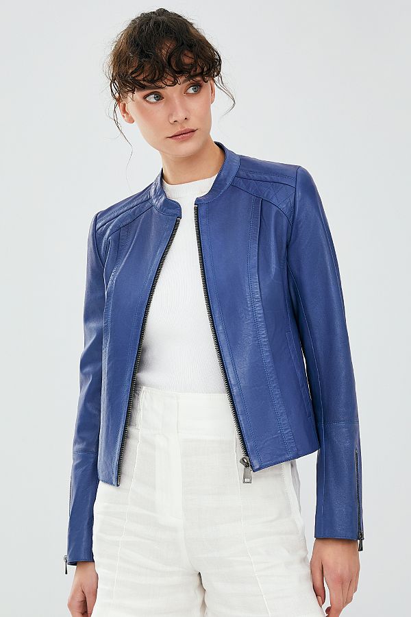 Paris blues leather jacket new arrivals