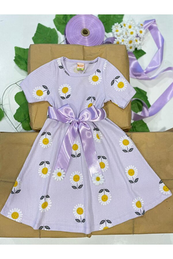 Portakal Bebek PAPATYA DESEN FİTİLLİ ELBİSE