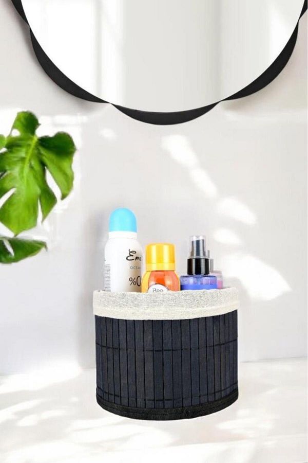 Digithome-Black Bamboo Storage Box - Multi-Purpose, Small Size Organizer 18 cm - Cl-6008-5 C1 1