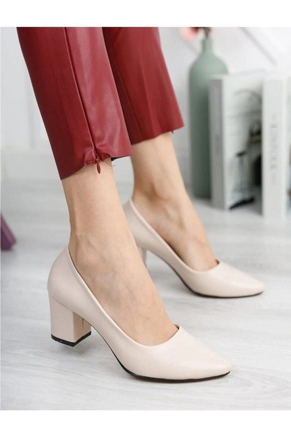BAY ARMEDON Women s Shoes Skin Short Thick Heeled Shoes Evening Dress Shoes 5 Cm Classic Shoes Trendyol