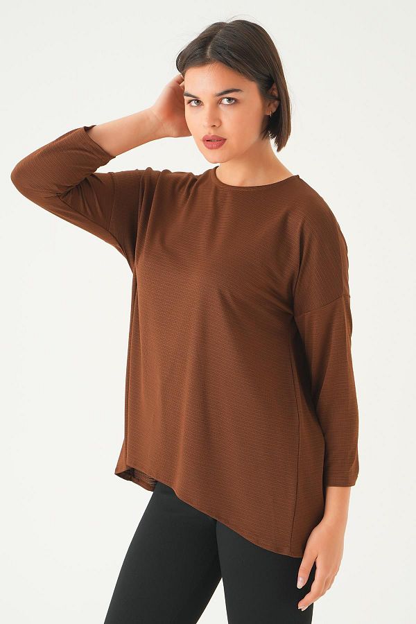 Rays-9027M Brown Back ButtoneD Blouse 1