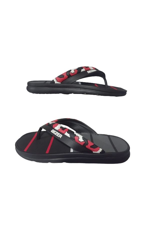 GEZER-Μαύρο-κόκκινες ανδρικές παντόφλες casual - σαγιονάρες, gzerr320-99 1