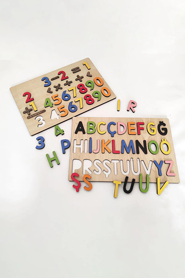 WoodStory Ahşap Türkçe Harfler ve Sayılar Seti Eğitici Bultak Puzzle Montessori