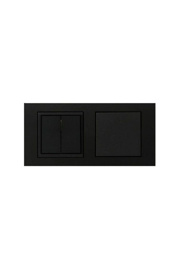 Gözde aydınlatma-Ovivo Grano Black Switch + commutator (double Switch) + Double Frame Set 1