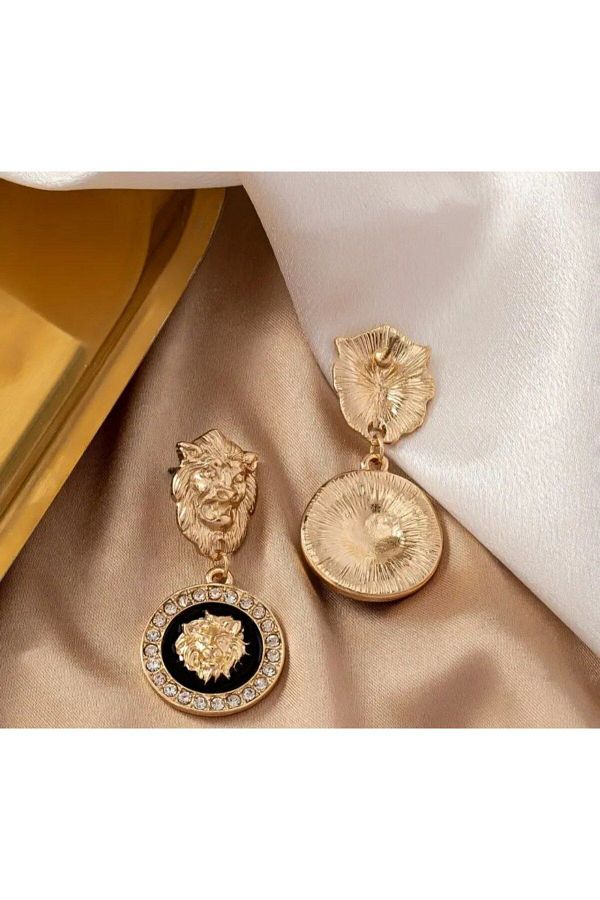 sacchetto Vintage Luxury Style Lion Head Design Stud Pull Alloy Jewelry Trendyol