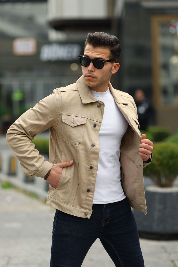 Slim fit jeans jacket mens sale