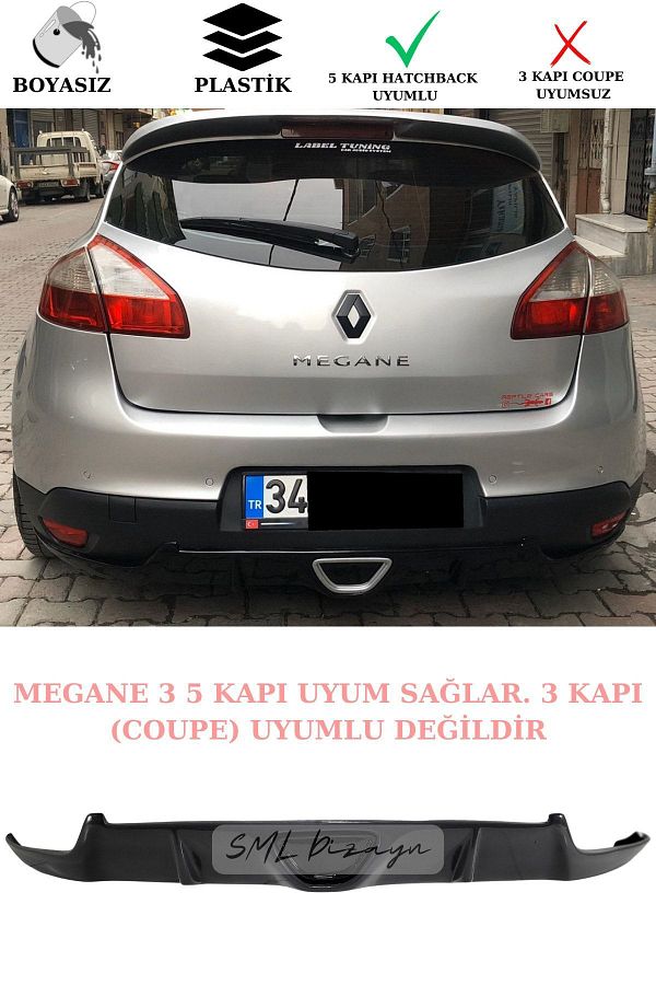 SML Dizayn-Renault Megane 3 (5 DOORS) - Plastic Rs Diffuser Unpainted Megan-megane 3 Rear-bodykit-diffuser-extra 1