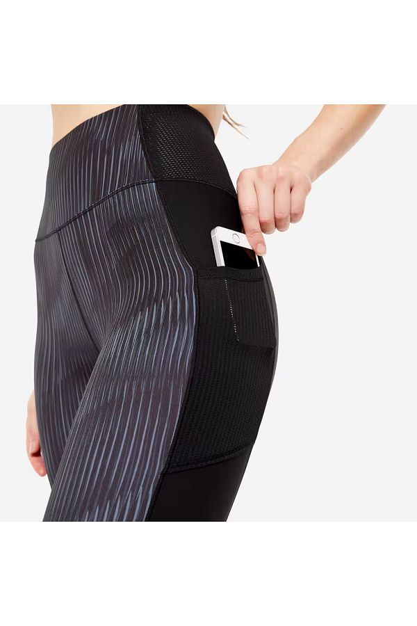 Decathlon Black Gray Printed Fitness Sports Leggings Cardio Fti 120 Trendyol