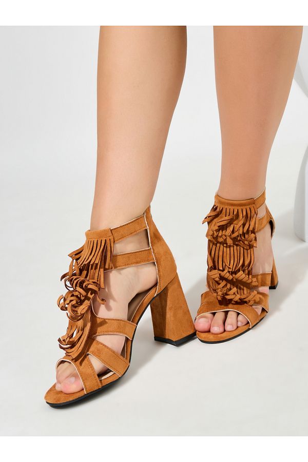 Fringe block heel sandal new arrivals