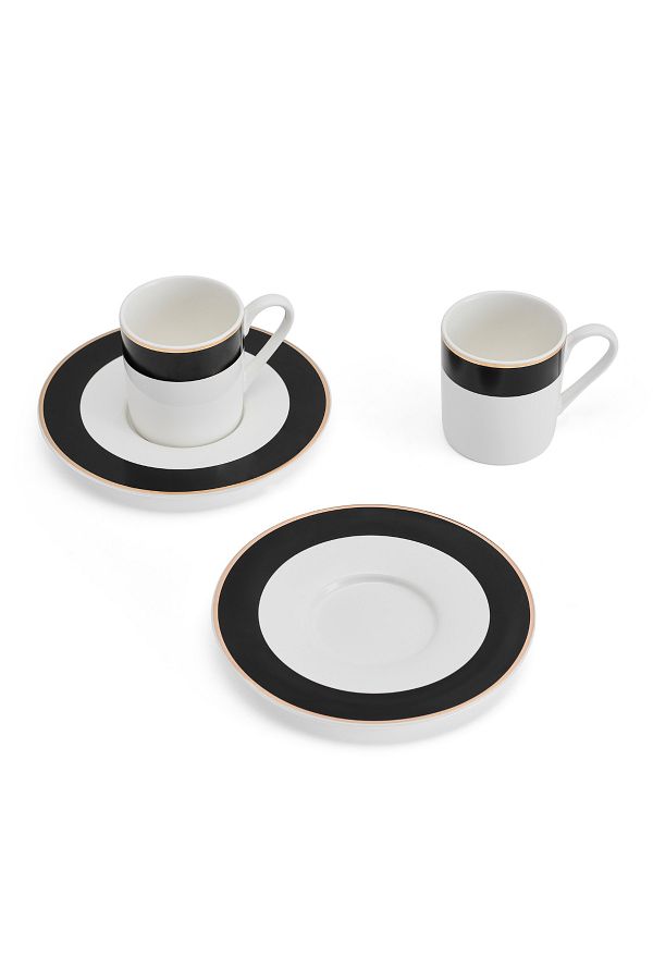 MIKASA-Mkldbandesppk2 Luxe Deco Set of 2 100ml Espresso Cups and Saucers 1