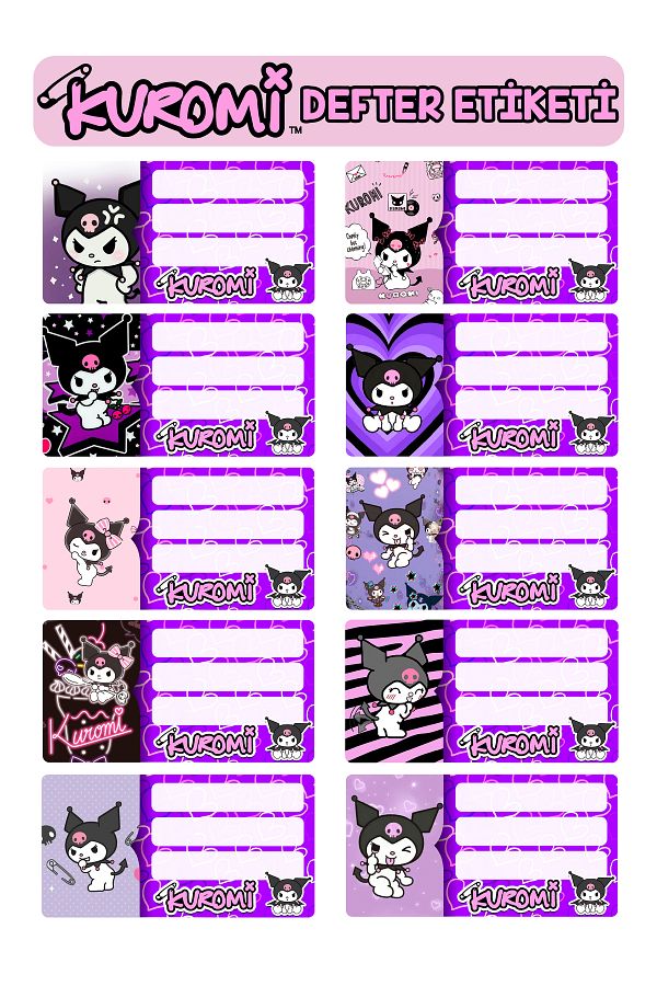 cakaybu-Kuromi Notebook Label - Pp, Water Resistant and Tear-resistant 1
