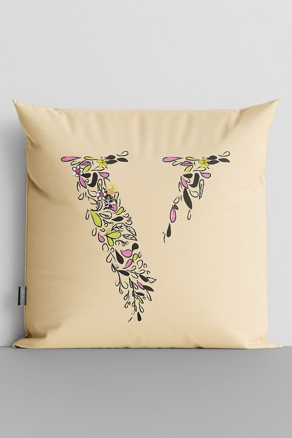 MUC ZE TEKST L Letter V Letter Cushion Cover 3065 Trendyol