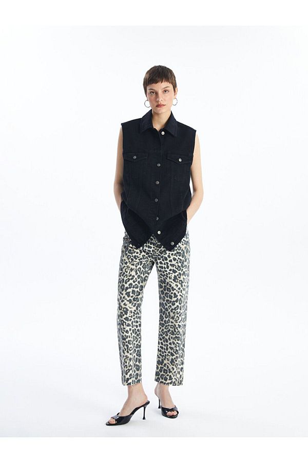 LC Waikiki-Leopard Patterned Straight Fit Women's Jean Trousers 1