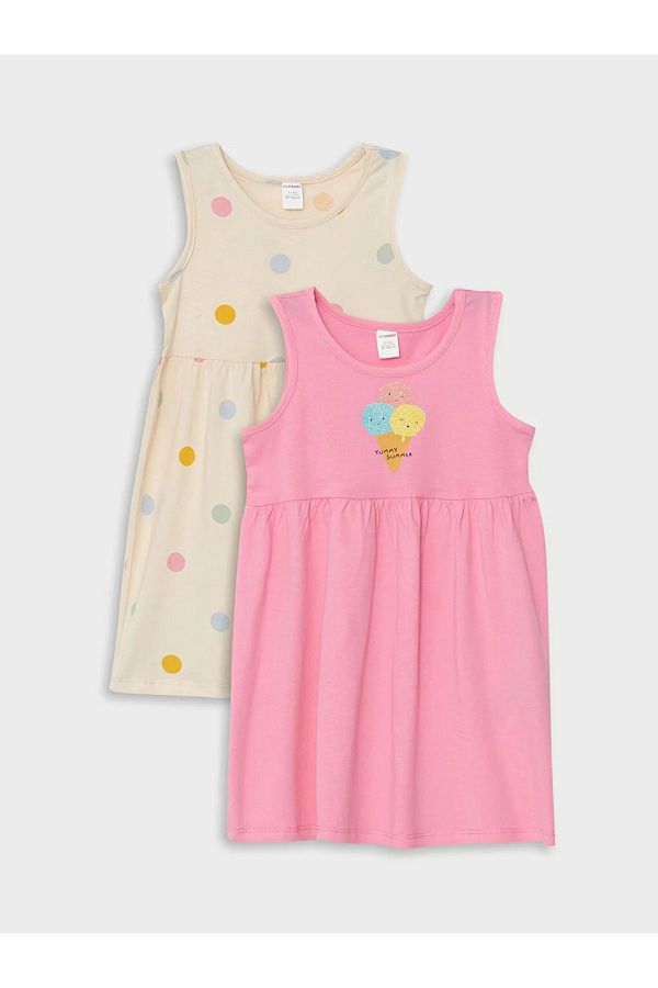 LC Waikiki-LCW Baby - Set de rochii 2 piese cu decolteu rotund pentru fetita 1