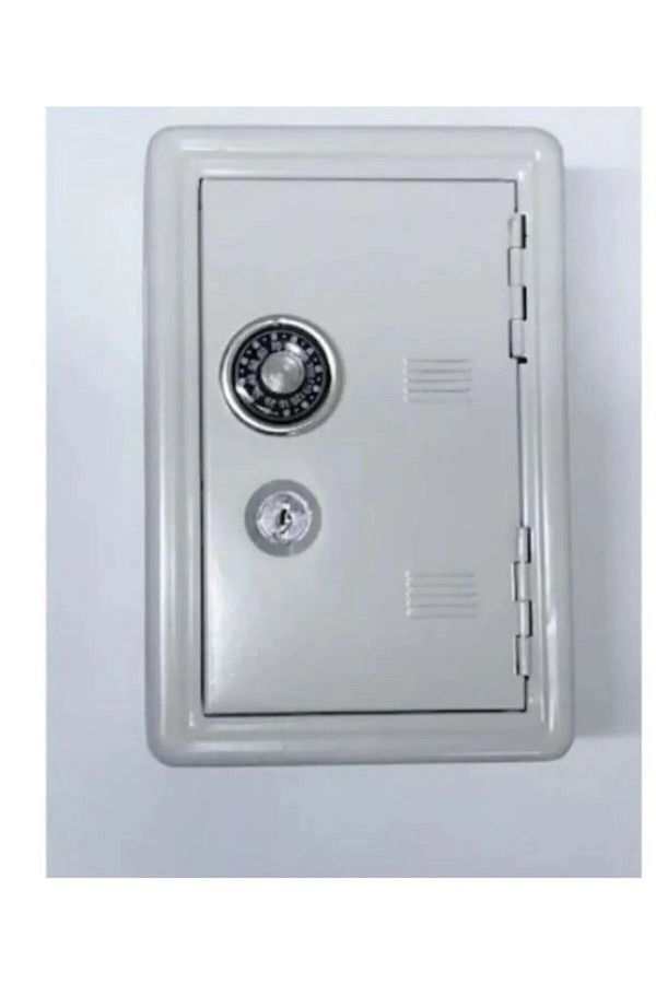 POINTTECH-Gray Metal Money Safe - with Lock and Piggy Bank Key 1
