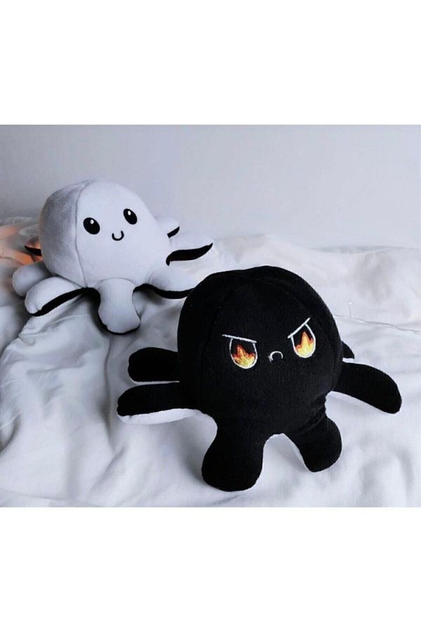 Çelsa Tekstil-Modifying Double-Faced Cute Black and White Plush Octopus Pillow & Sleeping Companion & Toy 1