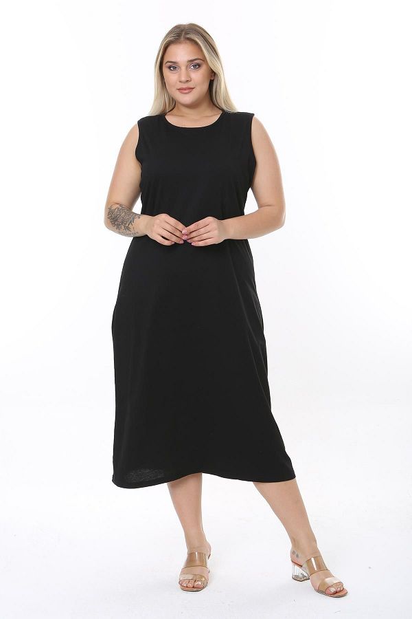 CrazyShopping Plus Size Long Petticoat Sleeveless Dress and Lined Underskirt Trendyol