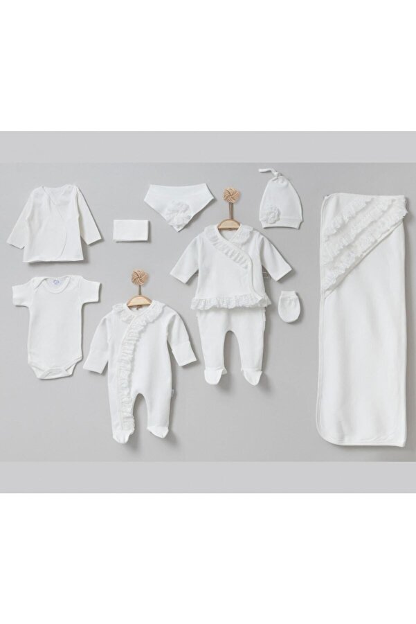 Cherub Baby Scalloped Natural Luxury 100% Cotton 10 Piece Hospital