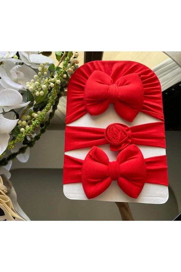 Cherub Kız Bebek Fiyonklu Bone Bandana 3lü Set