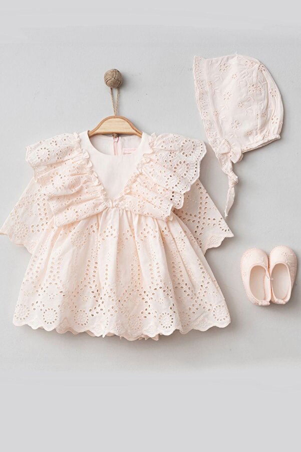 Cherub Baby Begonya Kız Bebek Brodeli Elbise Yenidoğan Lüx Elbise Seti - Hastane Çıkışı Ve Mevlütlük Takım