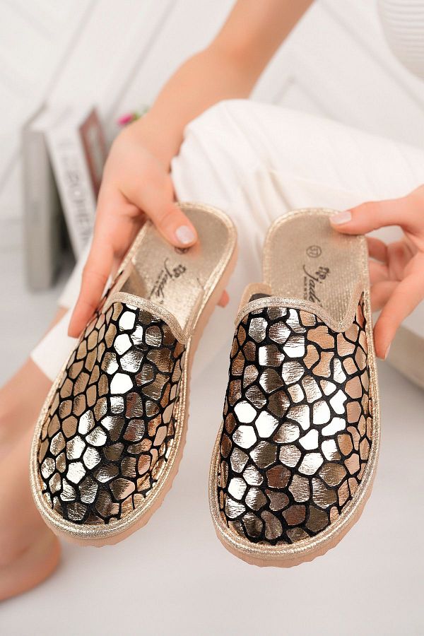 JADE Gold Soft Lightweight Eva Sole House Slippers Trendyol