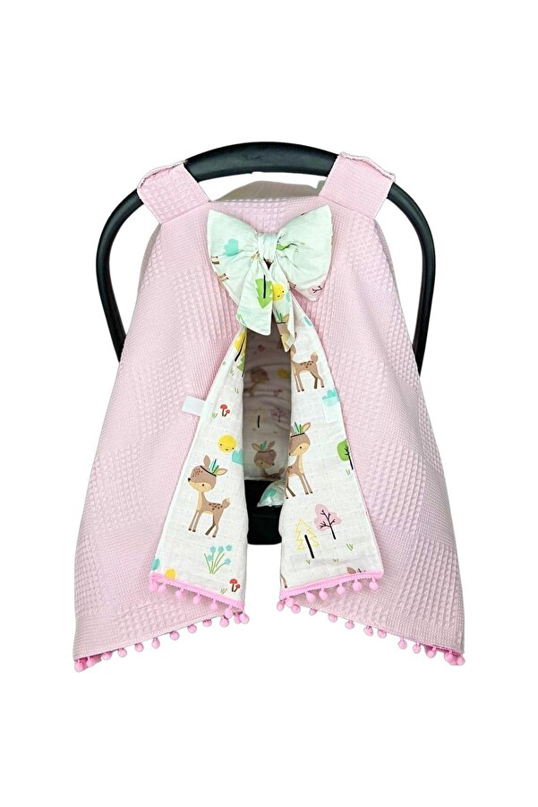 BabyLifeHome Pamuk Müslin Kumaştan Çift Katlı Puset Örtüsü Ve Minderi Seti