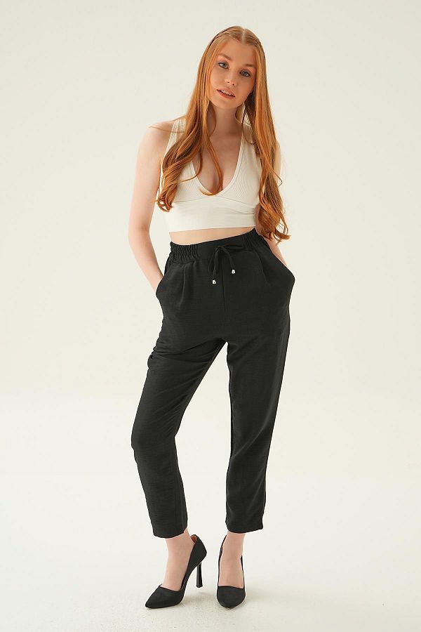 Rays-BlAck CArrot Trousers - 6904A with ElAstic WAist 1