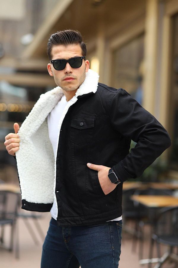 Denim jacket with fur lining mens hotsell